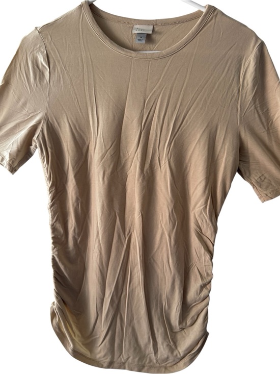 a new day Tops - A New Day Tan Nude Side Ruched Short Sleeve Tee Shirt Size M